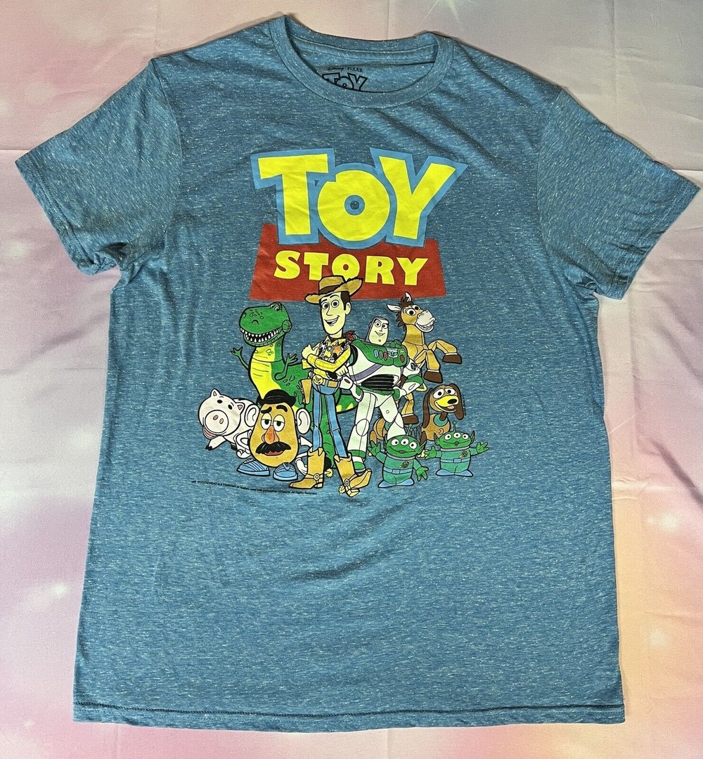 2021 Disney Pixar Toy Story Characters Under Logo Light Blue Size Medium